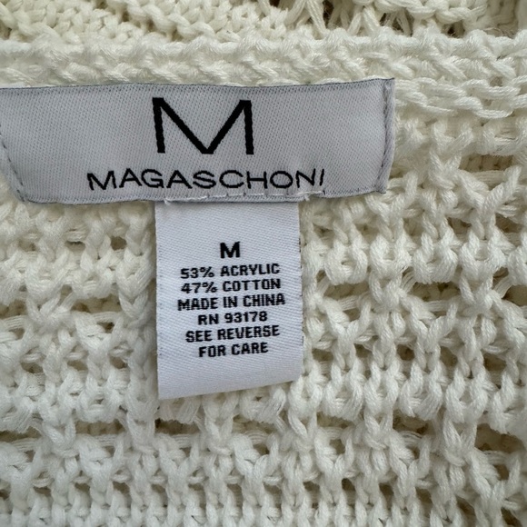 Magaschoni Cream Boat Neck Open Knit  Crochet-Like Pattern Medium - Picture 4 of 6